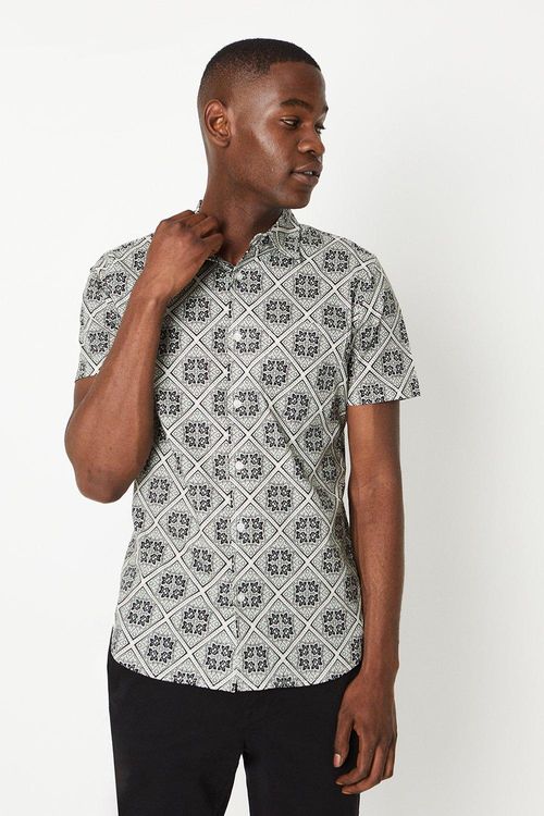 Mens Tile Print Short Sleeve...