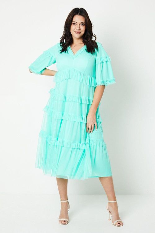 Womens Plus V Neck Tiered...