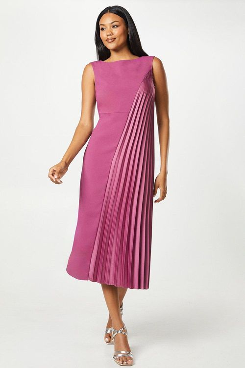 Womens Crepe Overlay Pleated...