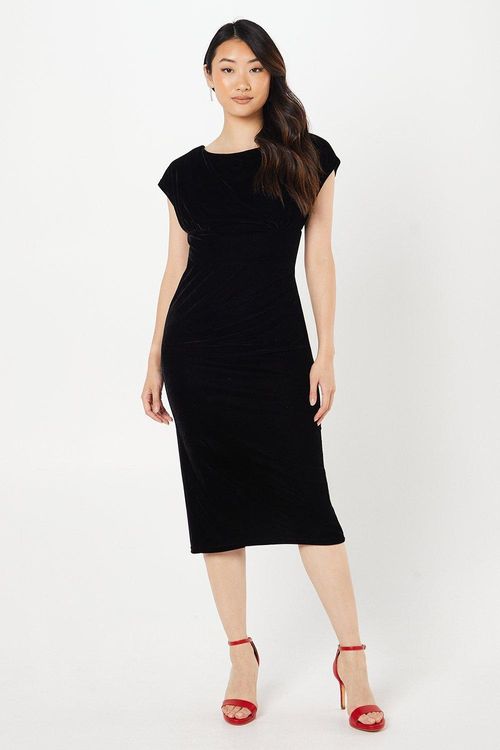 Drape Velvet Pencil Dress -...