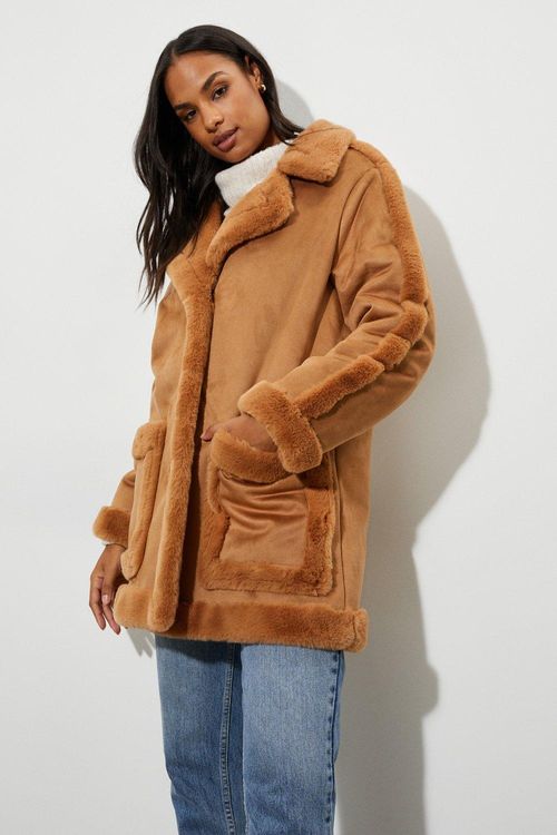 Womens Luxe Faux Fur Suedette...