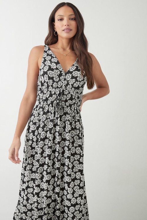 Womens Black Daisy Print...