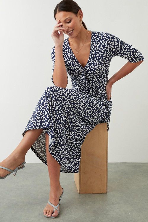 Womens Navy Spot Print  Wrap...