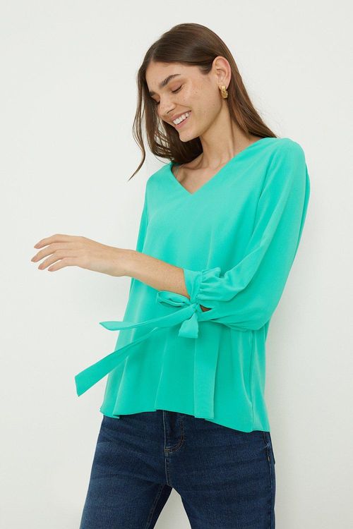 Womens Tie Sleeve V Neck...