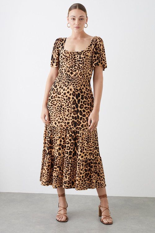 Womens Tall Leopard Shirred...