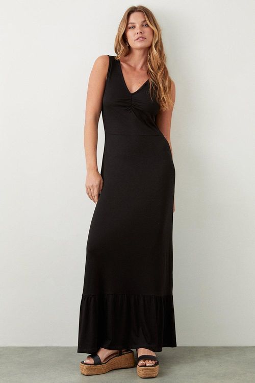 Womens Black Ruched Front...