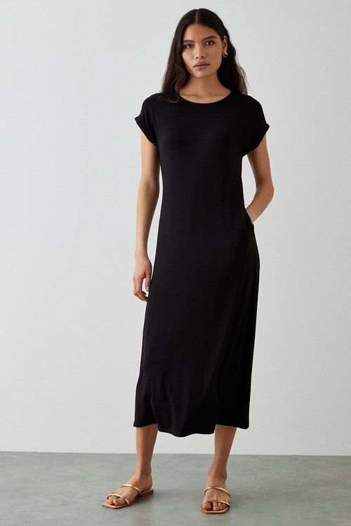 Womens Black Column Midi...