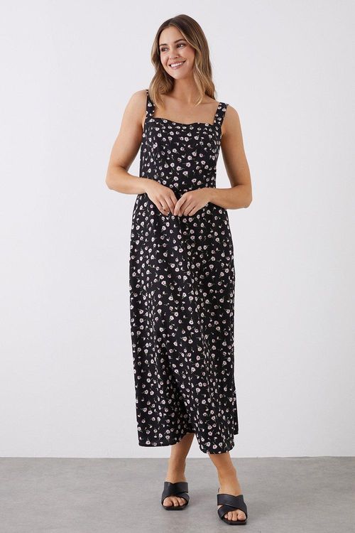 Womens Black Floral Print...