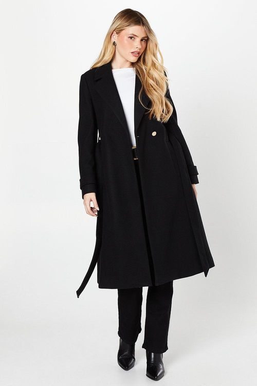 Womens Longline Belted Coat