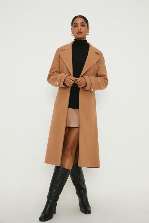 Womens Longline Belted Coat