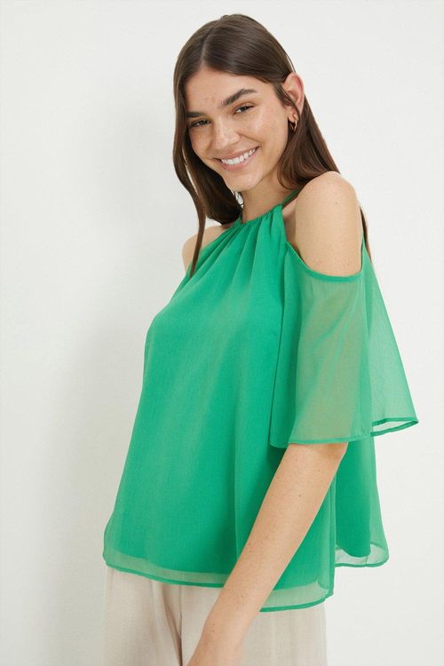 Womens Green Chiffon Cold...