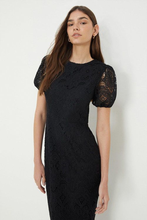 Womens Lace Midi Pencil Dress