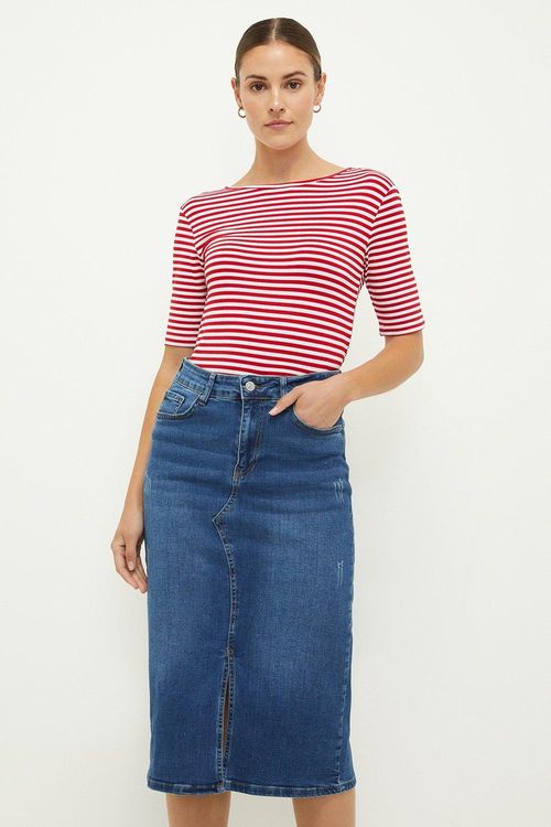 Womens Split Front Midi Denim...