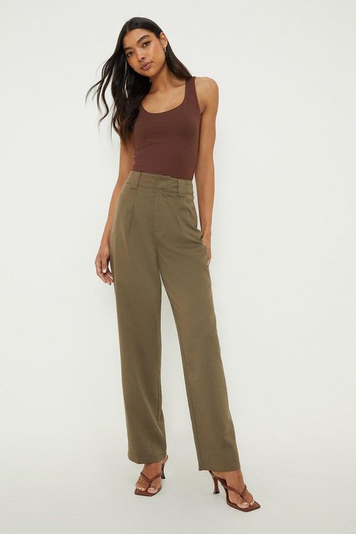 Womens Pleat Front Straight Leg Trouser