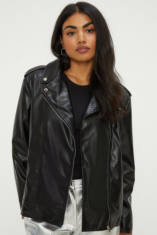 Womens Faux Leather Oversized...