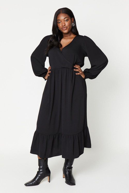 Womens Curve Black Wrap Midi...