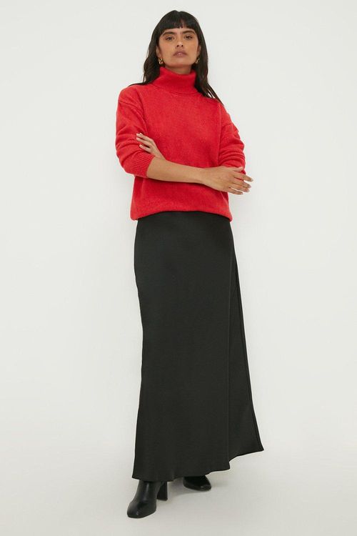 Womens Satin Bias Maxi Skirt