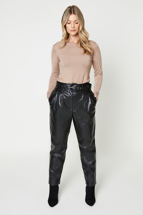 Womens Faux Leather Belted...