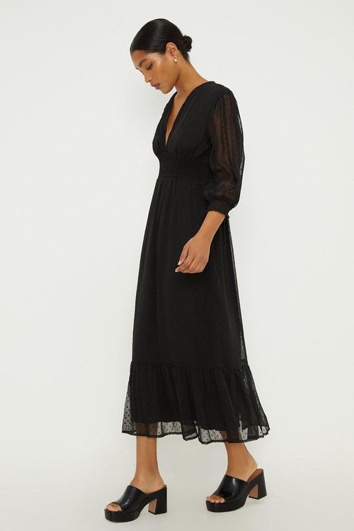 Womens Black Dobby Chiffon...