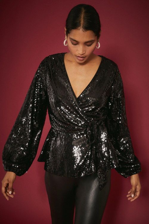 Womens Sequin Wrap Long...