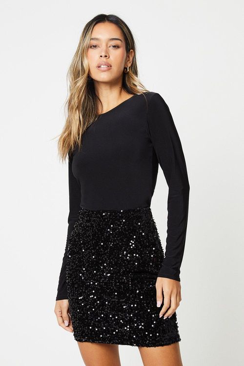 Womens Velvet Sequin Mini...