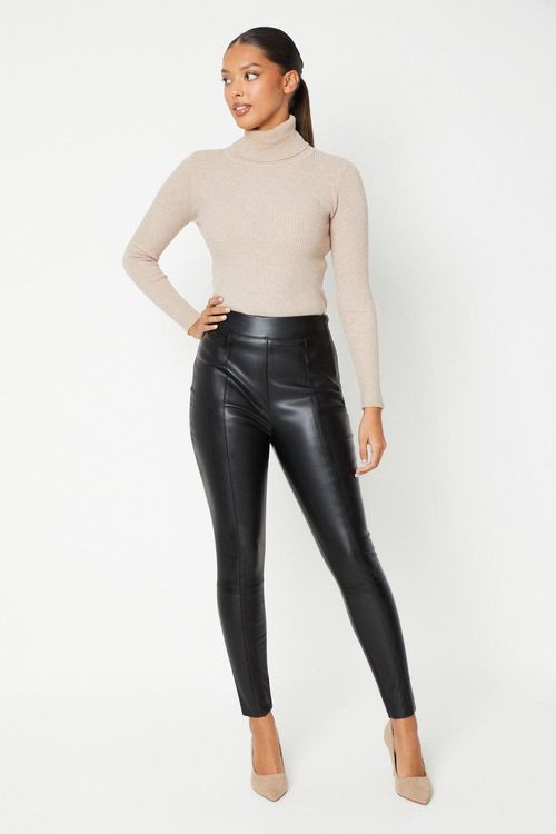 Womens Faux Leather Seam...