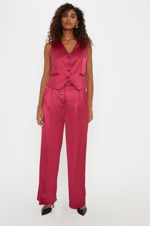 Womens Satin Wide Leg Trousers