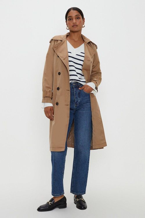 Womens Longline Belted Trench...