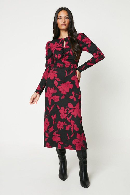 Womens Red Floral Keyhole...