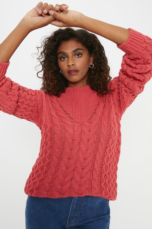Womens Cable Detail Crew Neck...