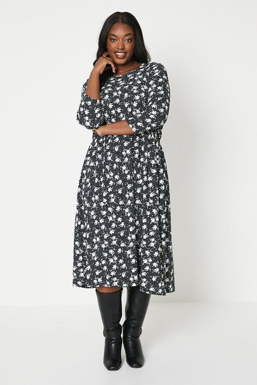 Womens Curve Floral Ruched...