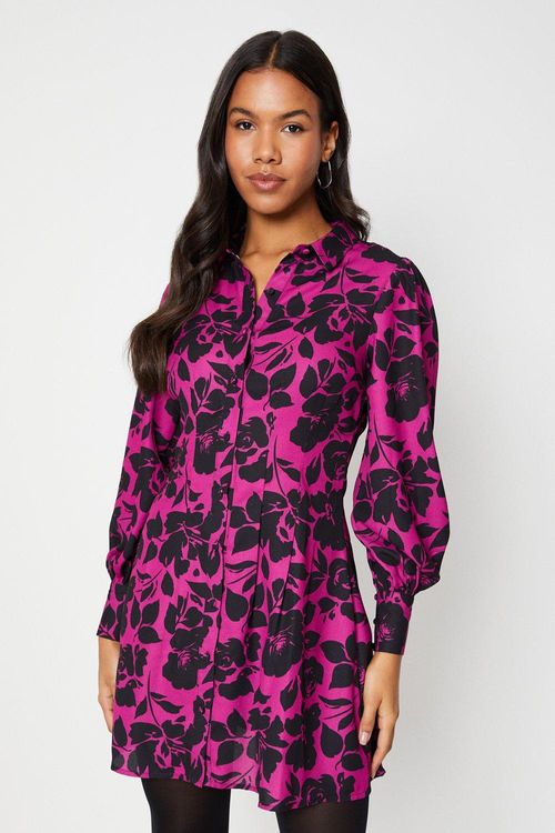 Womens Pink Floral Mini Shirt...