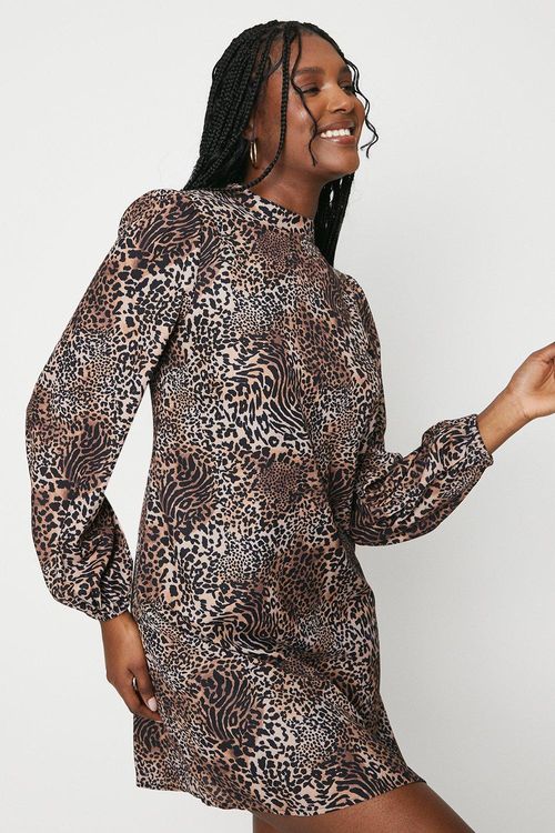 Womens Leopard High Neck Mini...