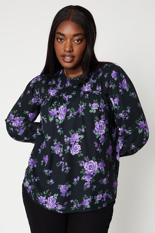 Womens Curve Floral Pleat...