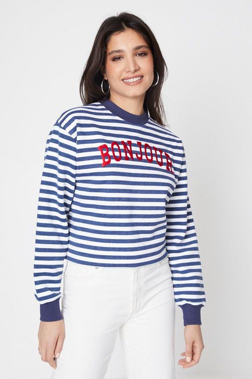 Womens Stripe Slogan...