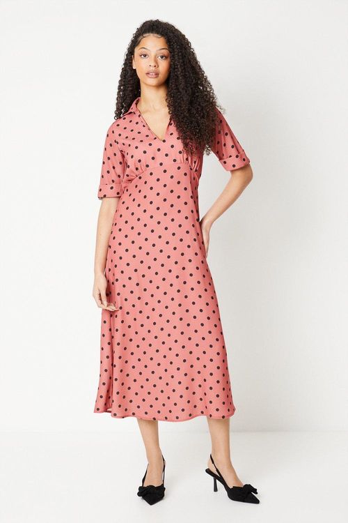 Womens Tall Spot Collar Midi...