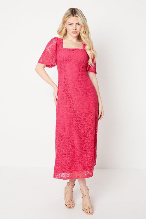 Womens Square Neck Lace Midi...