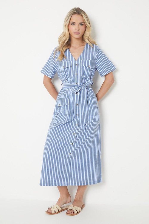 Womens Petite Stripe Poplin...