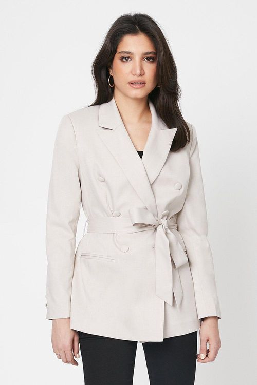 Womens Belted Slim Fit Blazer