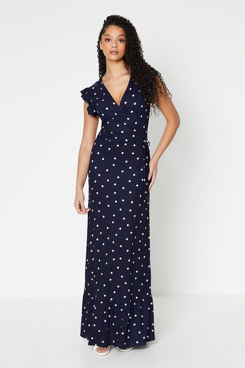 Womens Tall Navy Spot Frill...