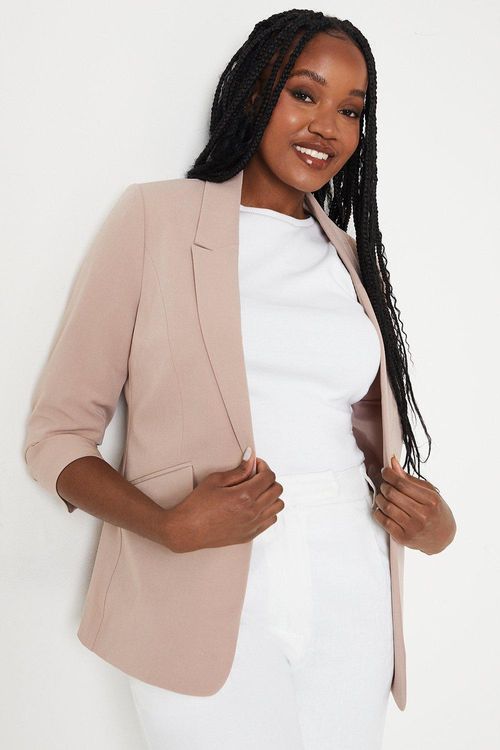 Womens Ruched Sleeve Blazer