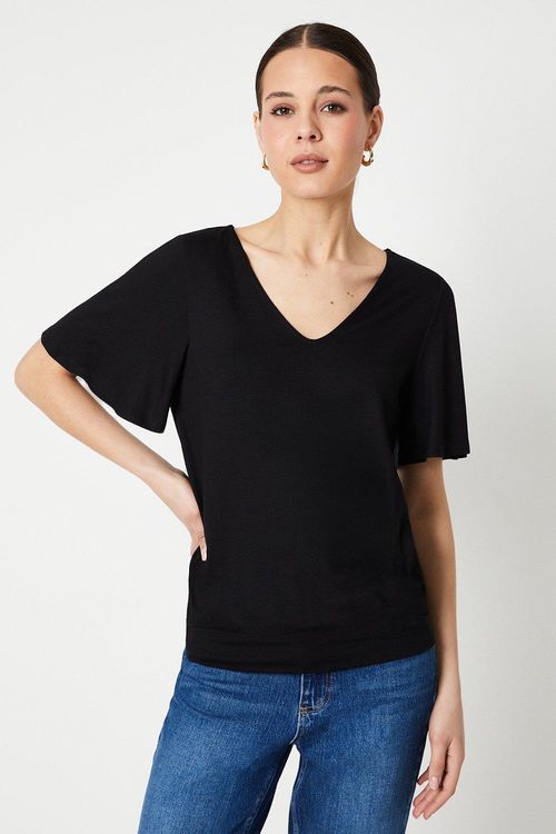 Womens Black Banded Hem Top