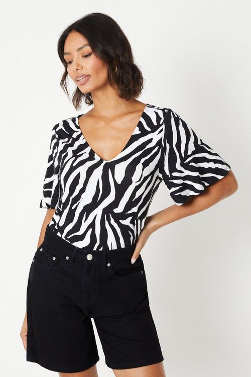 Womens Zebra Print Banded Hem...