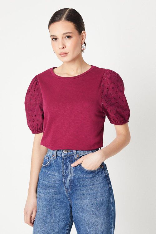 Womens Broderie Puff Sleeve...