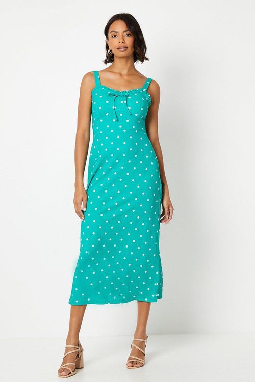 Womens Green Spot Tie Front...