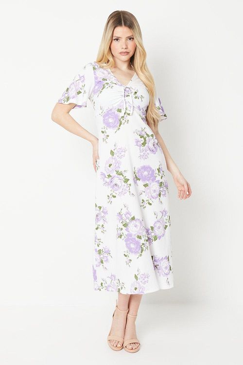 Womens Floral Ruched Front...