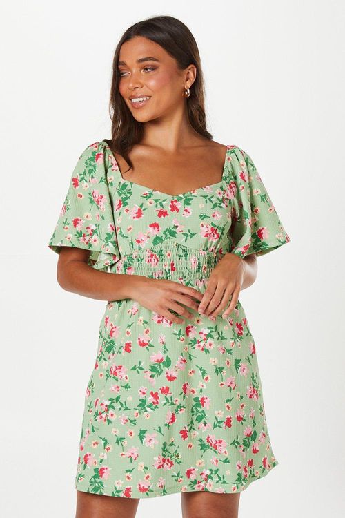 Womens Petite Sage Floral...