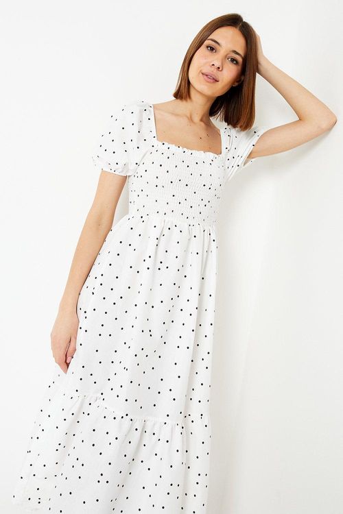 Womens Spot Puff Sleeve Midi...