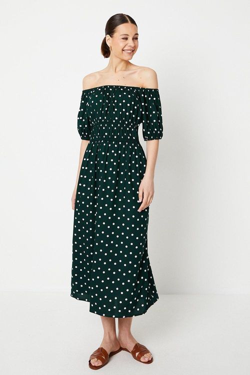 Womens Green Spot Bardot Midi...