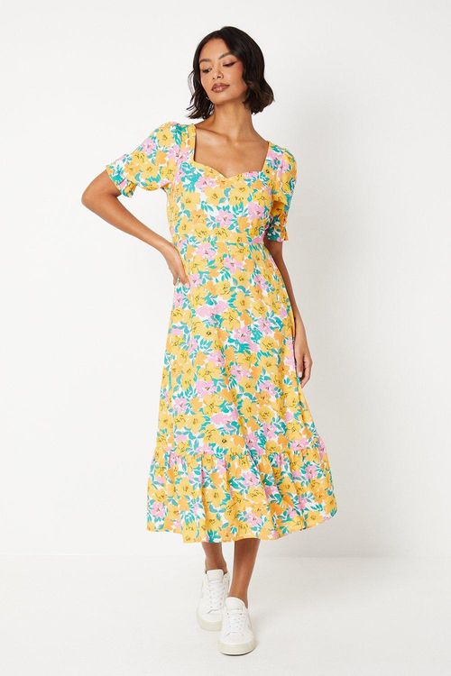 Womens Floral Tiered Midi...